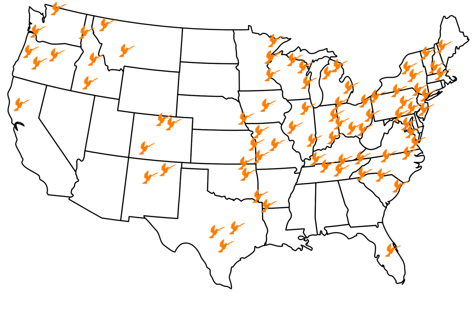 Hummers Galore web barb Map Rufous